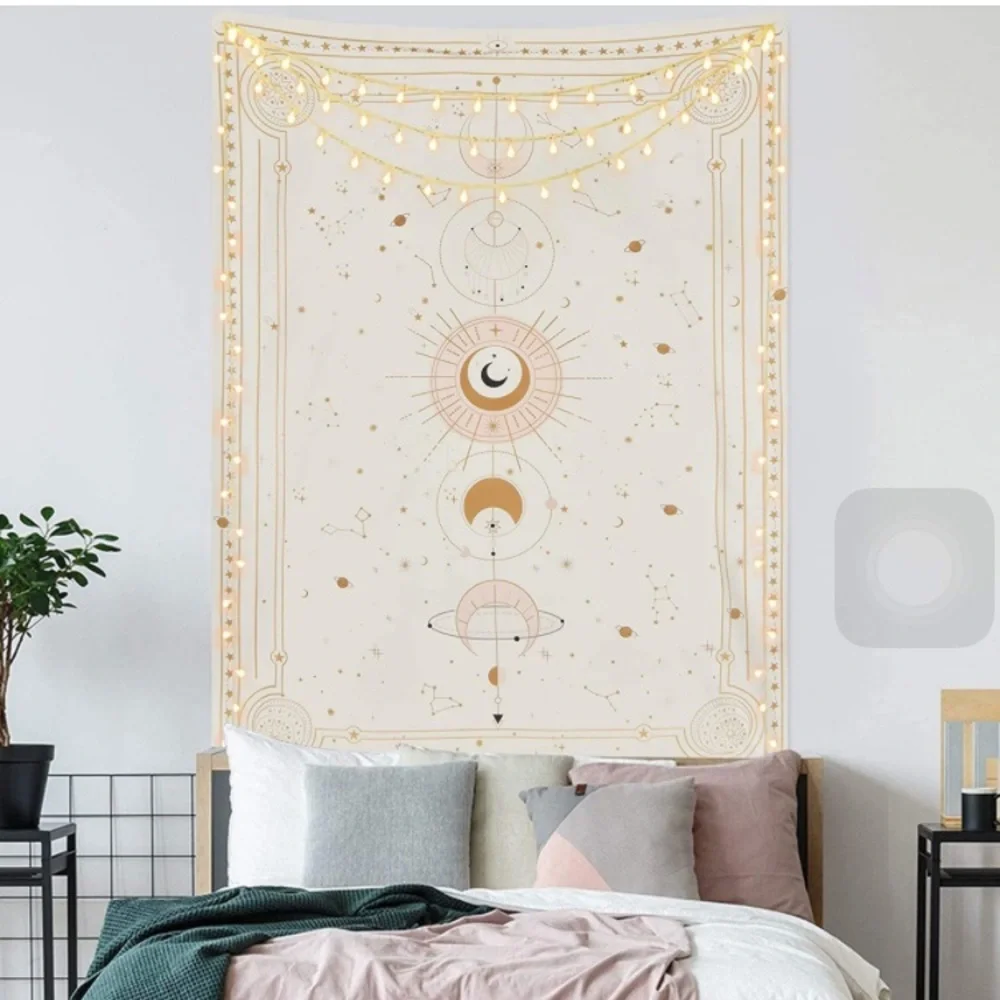 Bohemian Lunar Constellation Galaxy Space Neutral Indie HippieBedroom Wall Decor